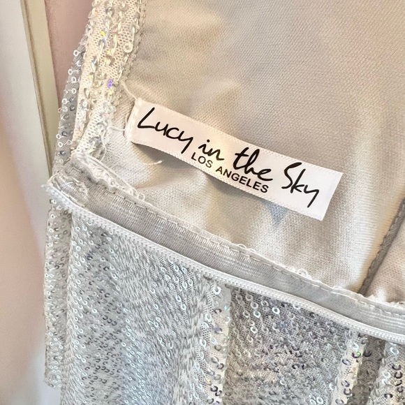 Lucy In The Sky Silver Sequin Halter Dress - Picture 11 of 17